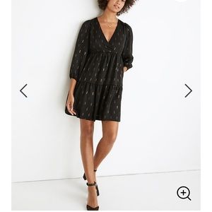 Madewell Metallic Tiered Mini Dress